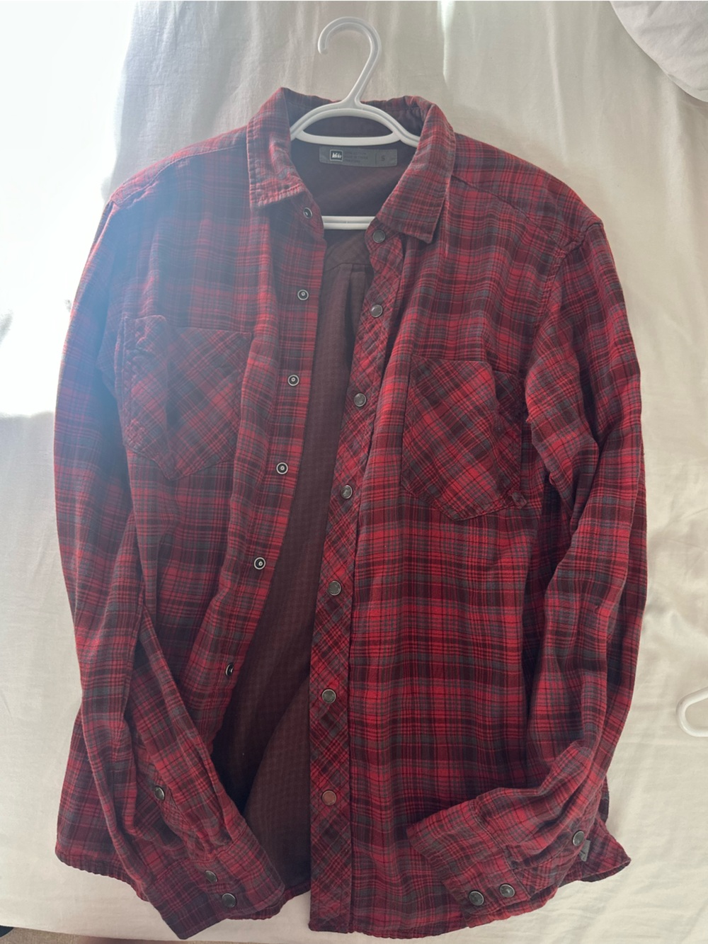 REI Red Plaid Button-Up Shirt